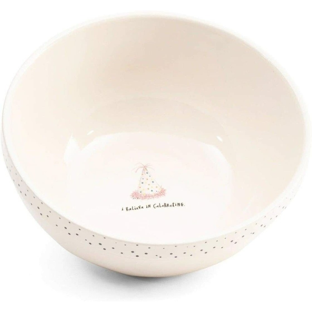 New Vintage Dimpled Rae Dunn I BELIEVE IN CELEBRATIING Mixing Serving Bowl 10.5"